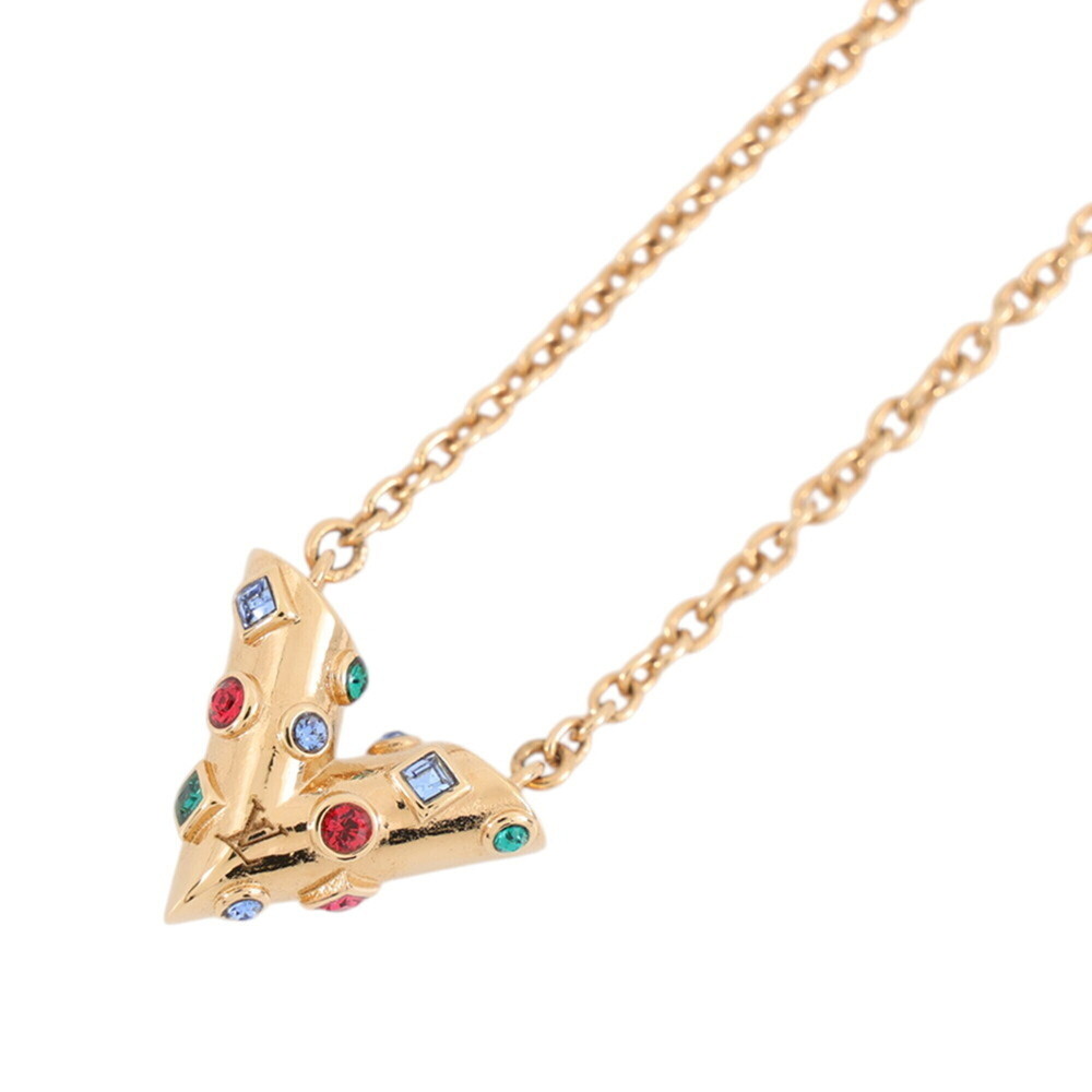 Louis Vuitton Necklace Collier Essential V Planet Metal Rhinestone M68920 LOU...